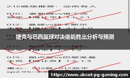 捷克与巴西篮球对决谁能胜出分析与预测